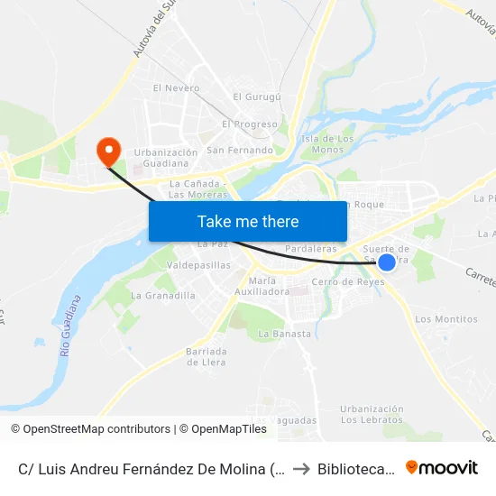 C/ Luis Andreu Fernández De Molina (Suerte De Saavedra) to Biblioteca Central map