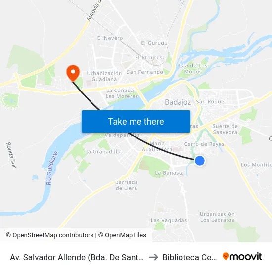 Av. Salvador Allende (Bda. De Santa Clara) to Biblioteca Central map
