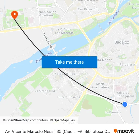 Av. Vicente Marcelo Nessi, 35 (Ciudad Jardín) to Biblioteca Central map