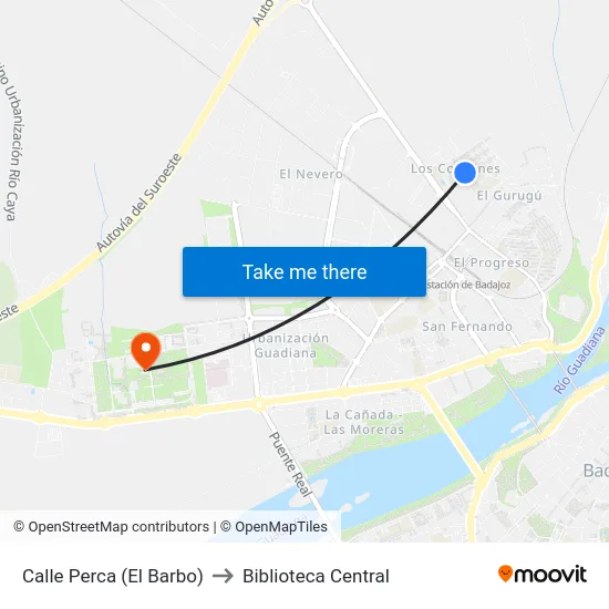 Calle Perca (El Barbo) to Biblioteca Central map