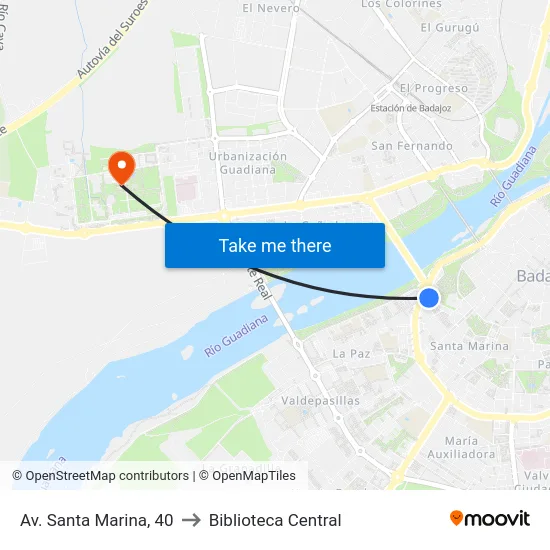 Av. Santa Marina, 40 to Biblioteca Central map