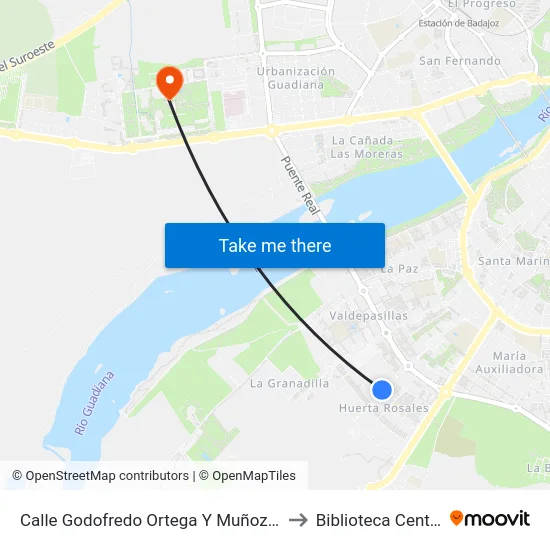 Calle Godofredo Ortega Y Muñoz, 31 to Biblioteca Central map