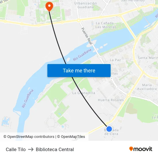 Calle Tilo to Biblioteca Central map