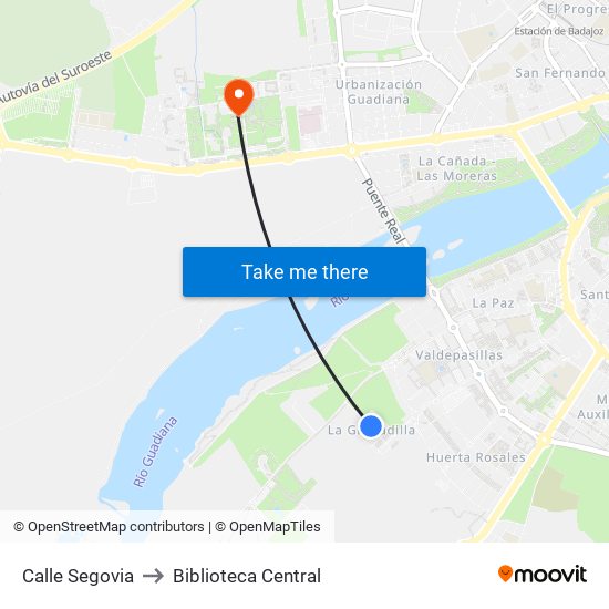 Calle Segovia to Biblioteca Central map
