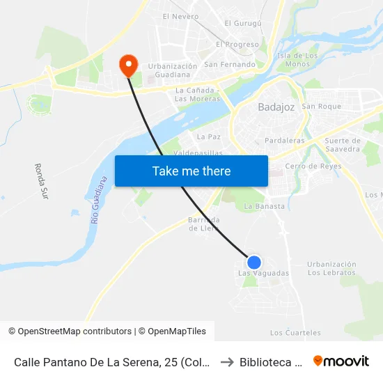 Calle Pantano De La Serena, 25 (Colegio El Tomillar) to Biblioteca Central map