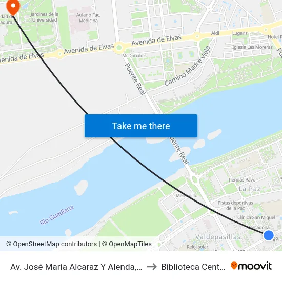 Av. José María Alcaraz Y Alenda, 10 to Biblioteca Central map