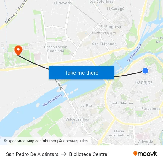 San Pedro De Alcántara to Biblioteca Central map
