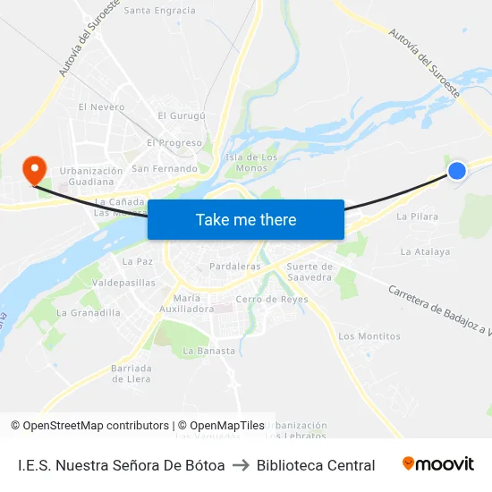 I.E.S. Nuestra Señora De Bótoa to Biblioteca Central map