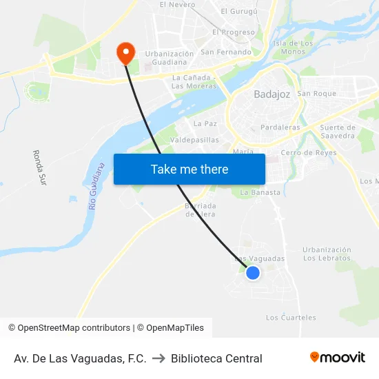 Av. De Las Vaguadas, F.C. to Biblioteca Central map