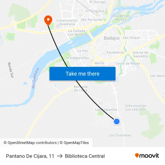 Pantano De Cijara, 11 to Biblioteca Central map