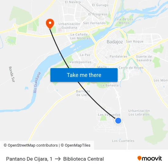 Pantano De Cijara, 1 to Biblioteca Central map
