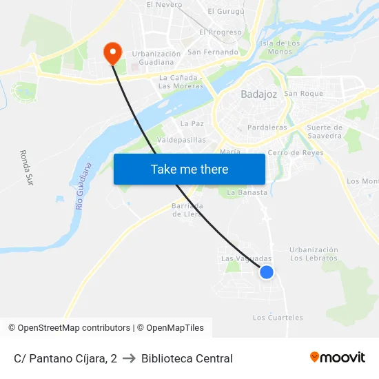 C/ Pantano Cíjara, 2 to Biblioteca Central map