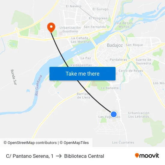 C/ Pantano Serena, 1 to Biblioteca Central map