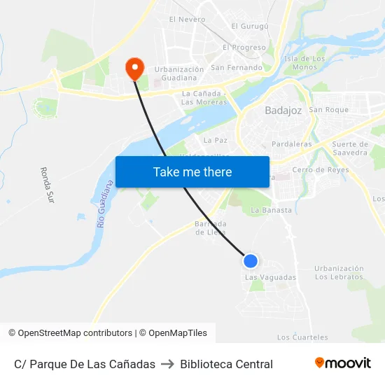 C/ Parque De Las Cañadas to Biblioteca Central map