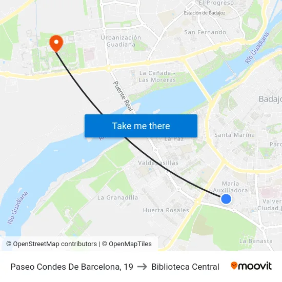 Paseo Condes De Barcelona, 19 to Biblioteca Central map
