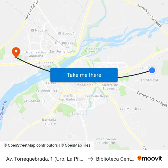 Av. Torrequebrada, 1 (Urb. La Pilara) to Biblioteca Central map