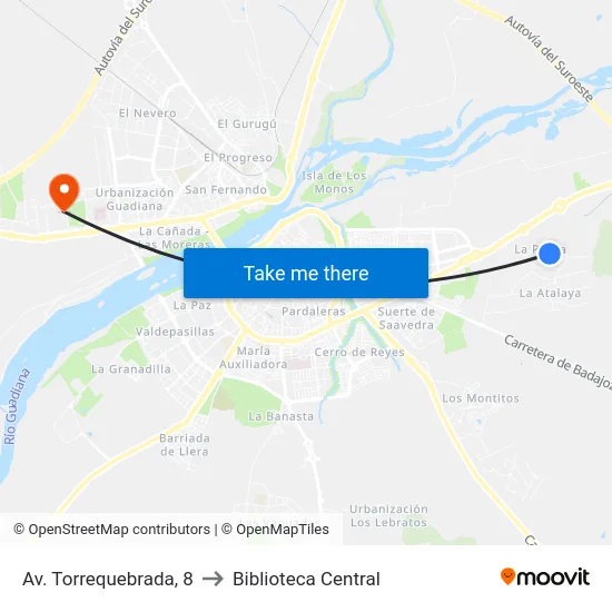 Av. Torrequebrada, 8 to Biblioteca Central map
