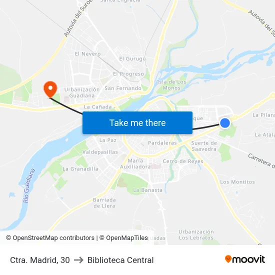 Ctra. Madrid, 30 to Biblioteca Central map