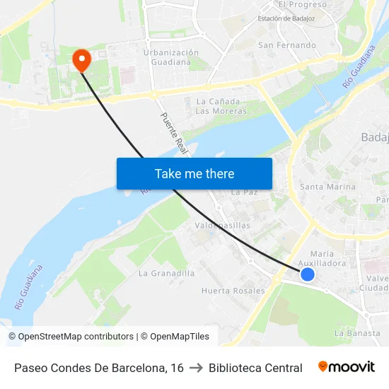 Paseo Condes De Barcelona, 16 to Biblioteca Central map