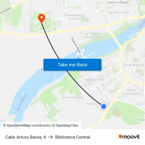 Calle Arturo Barea, 4 to Biblioteca Central map