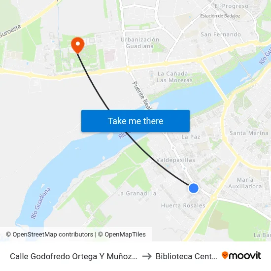 Calle Godofredo Ortega Y Muñoz, 21 to Biblioteca Central map