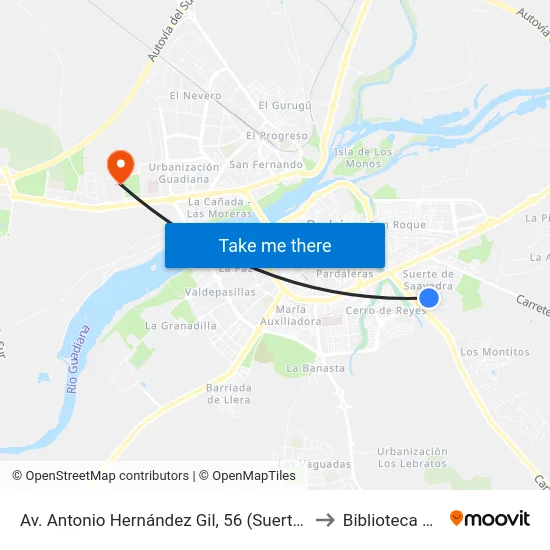 Av. Antonio Hernández Gil, 56 (Suerte De Saavedra) to Biblioteca Central map