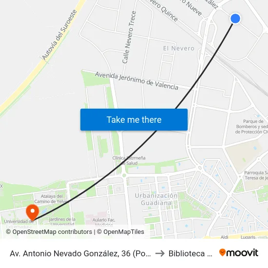 Av. Antonio Nevado González, 36 (Pol. Ind. El Nevero) to Biblioteca Central map