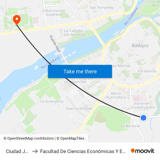 Ciudad Jardín to Facultad De Ciencias Económicas Y Empresariales map