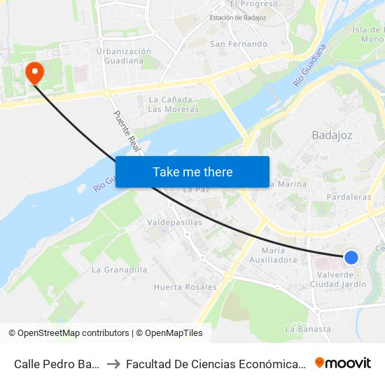 Calle Pedro Balas Lopez to Facultad De Ciencias Económicas Y Empresariales map