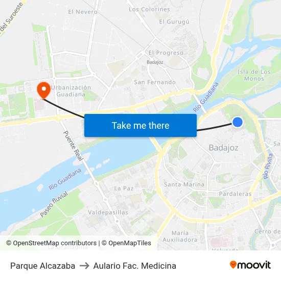 Parque Alcazaba to Aulario Fac. Medicina map
