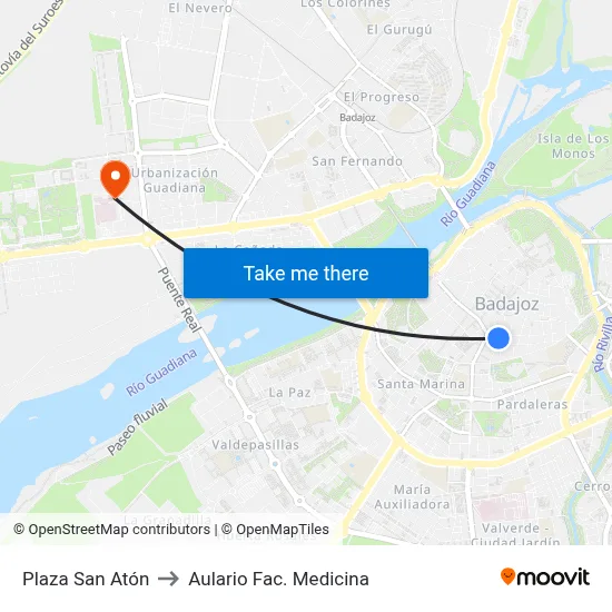 Plaza San Atón to Aulario Fac. Medicina map