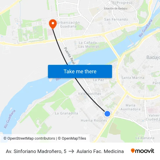 Av. Sinforiano Madroñero, 5 to Aulario Fac. Medicina map