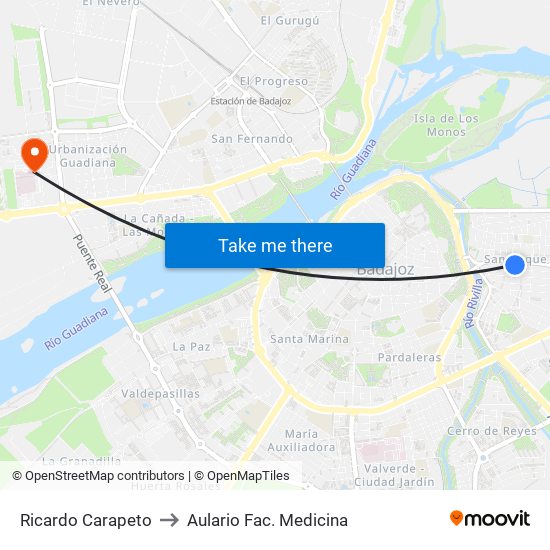 Ricardo Carapeto to Aulario Fac. Medicina map