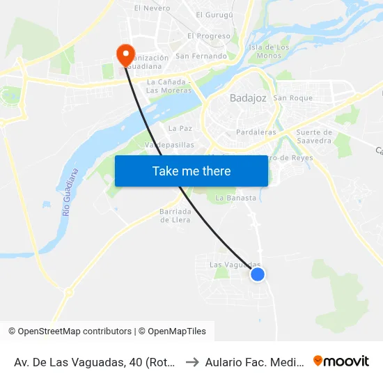 Av. De Las Vaguadas, 40 (Rotonda) to Aulario Fac. Medicina map