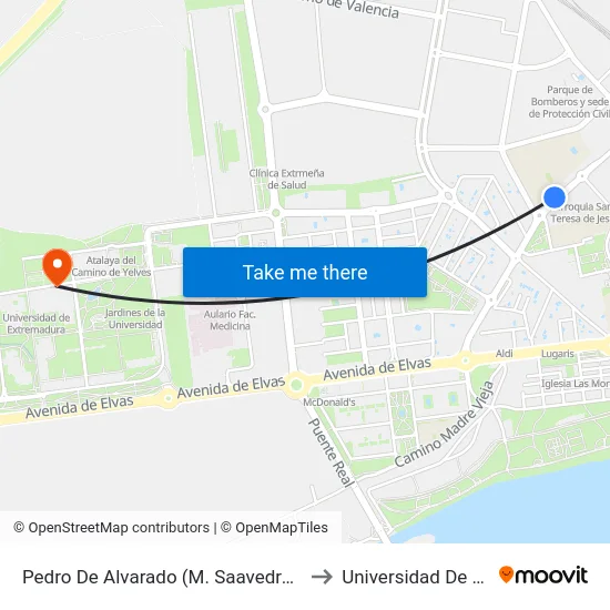 Pedro De Alvarado (M. Saavedra Martínez, Seminario) to Universidad De Extremadura map