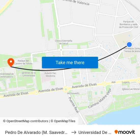 Pedro De Alvarado (M. Saavedra Martínez, Seminario) to Universidad De Extremadura map