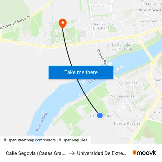 Calle Segovia (Casas Granadilla) to Universidad De Extremadura map