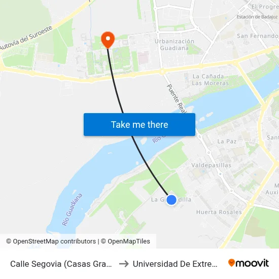Calle Segovia (Casas Granadilla) to Universidad De Extremadura map