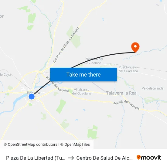 Plaza De La Libertad (Tubasa) to Centro De Salud De Alcazaba map