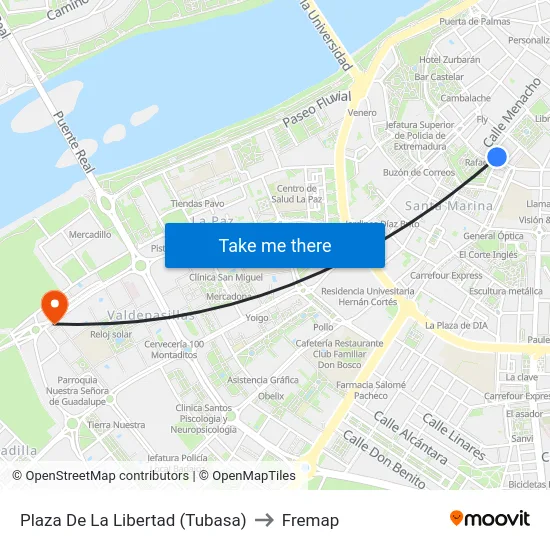 Plaza De La Libertad (Tubasa) to Fremap map