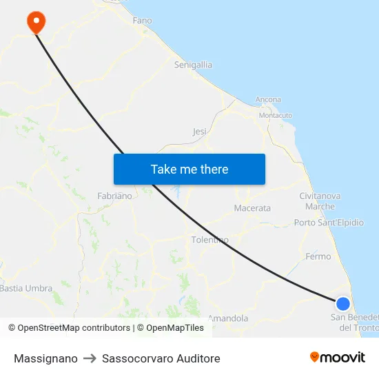 Massignano to Sassocorvaro Auditore map