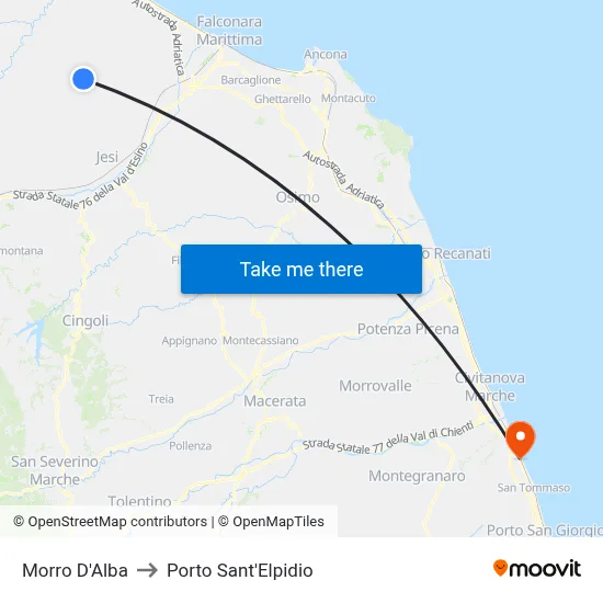 Morro D'Alba to Porto Sant'Elpidio map