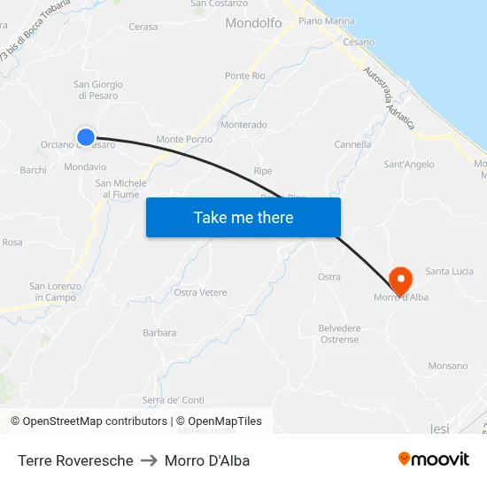 Terre Roveresche to Morro D'Alba map