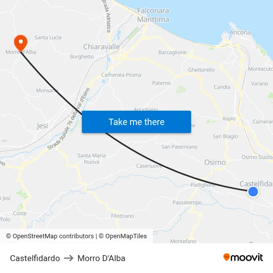 Castelfidardo to Morro D'Alba map