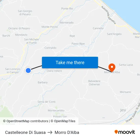 Castelleone di Suasa to Morro D'Alba map