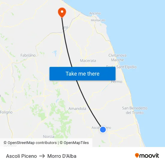 Ascoli Piceno to Morro D'Alba map