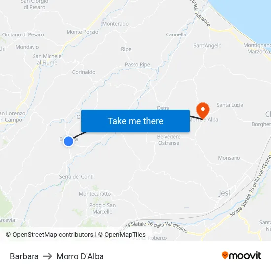 Barbara to Morro D'Alba map