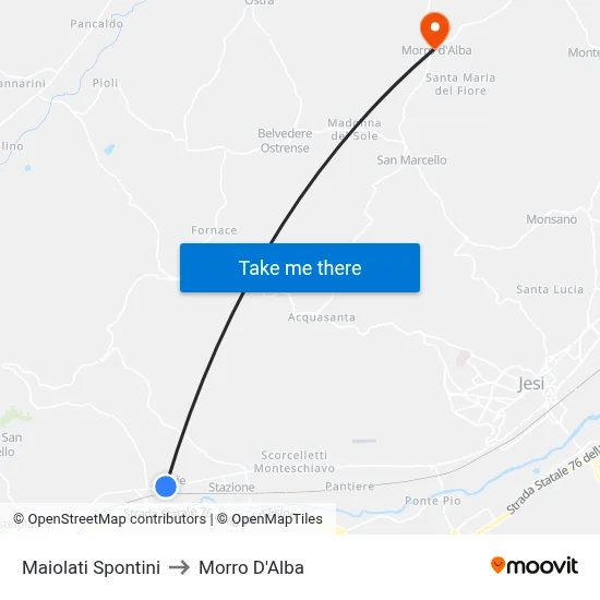 Maiolati Spontini to Morro D'Alba map