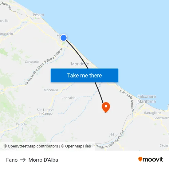 Fano to Morro D'Alba map