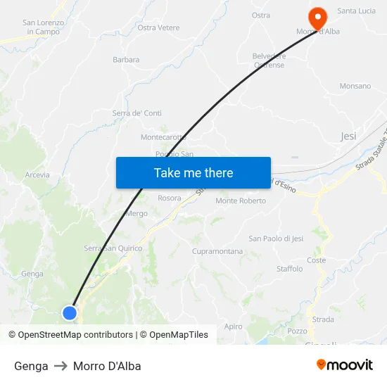 Genga to Morro D'Alba map